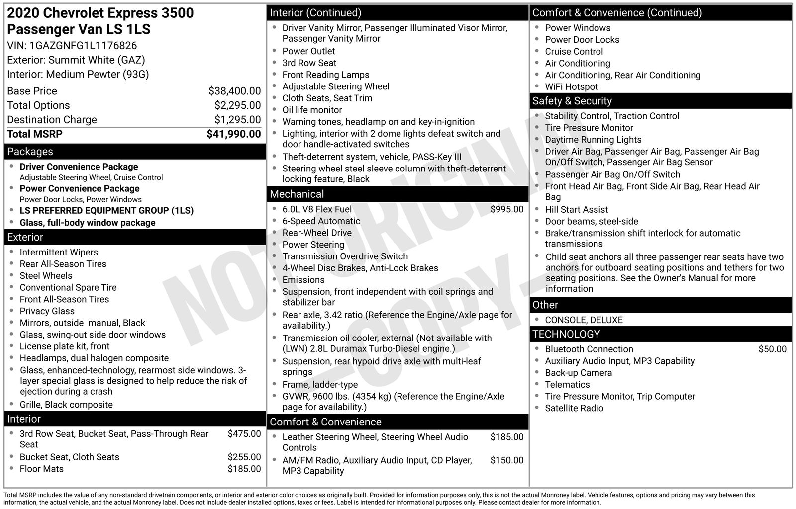 chevrolet express passenger 2020 1GAZGNFG1L1176826 image chevrolet express passenger 2020 1GAZGNFG1L1176826 image